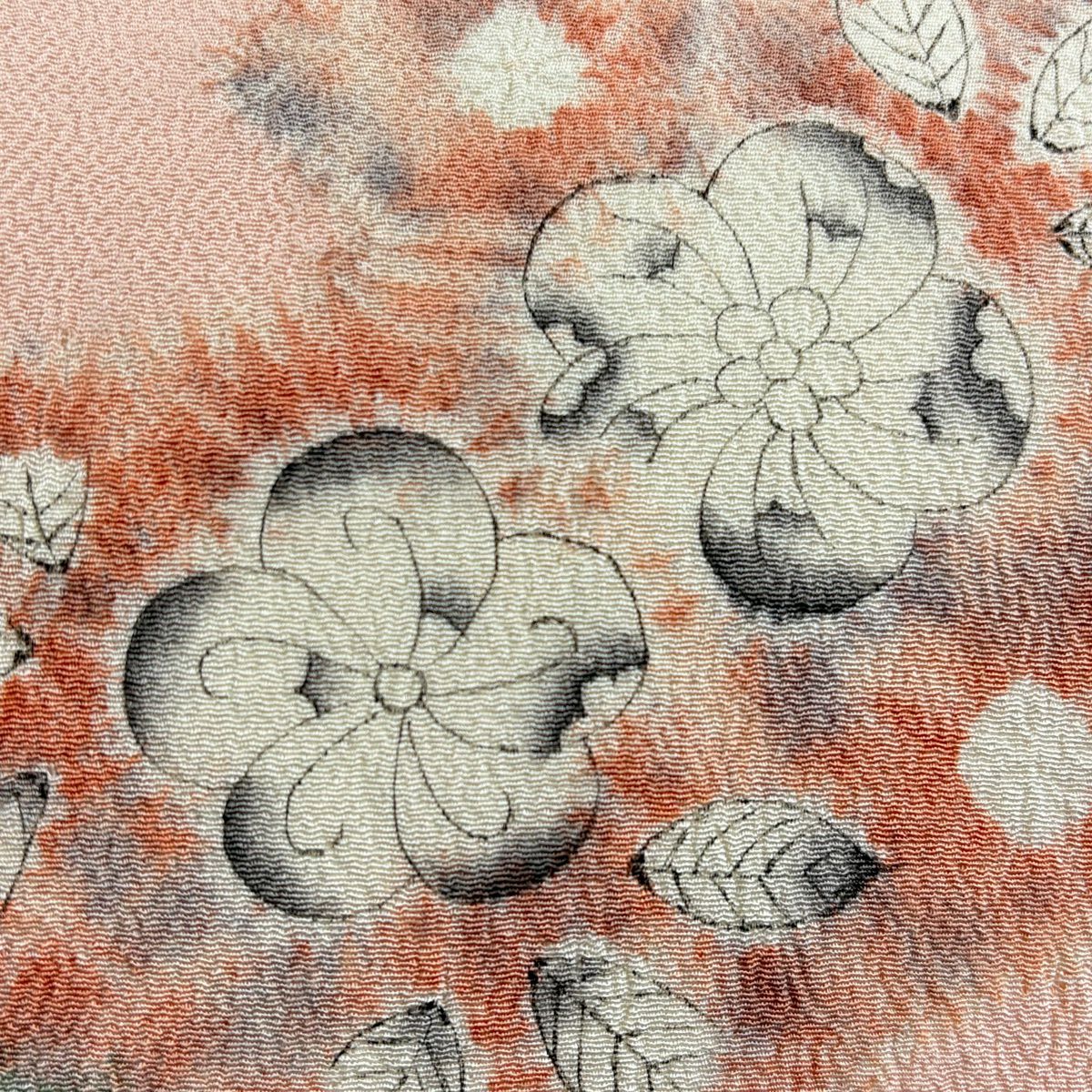 名古屋帶 秀品級 辻花染圖案 縮緬 薄粉紅 純蠶絲