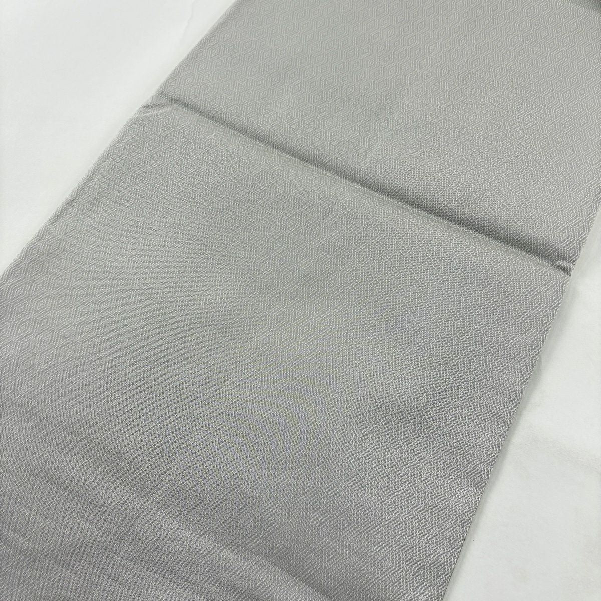 【美品】 袋帶 秀品級 大和 斜條紋 金絲 米色 全通 純蠶絲