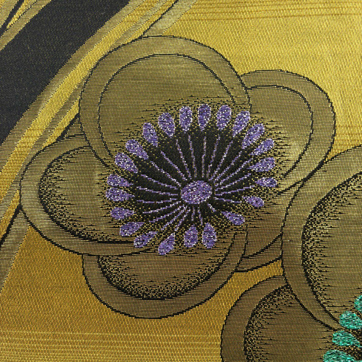 袋帶 秀品級 梅花花 樱花 金金箔 山吹茶 六通 純蠶絲