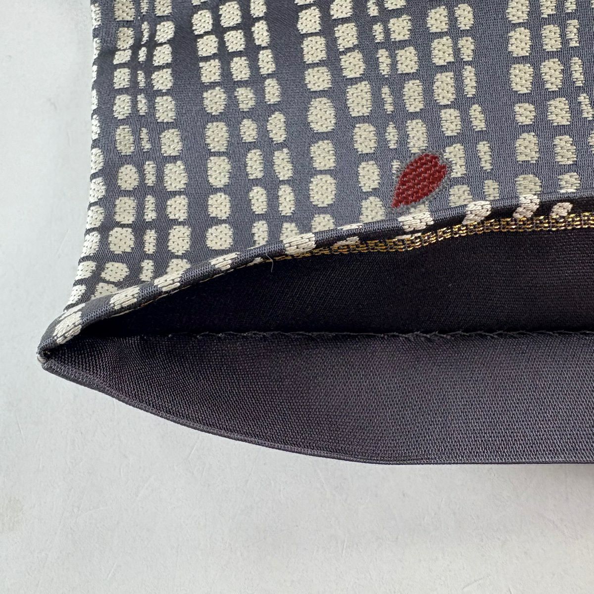 【美品】 袋帶 秀品級 樱花 蝴蝶 灰色 六通 純蠶絲