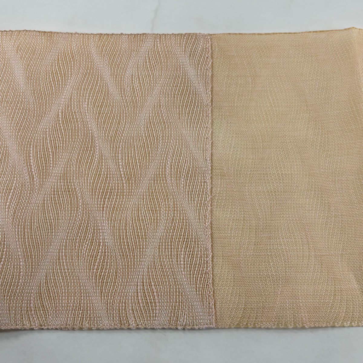 【美品】名古屋帶 秀品級 夏帶 八寸名古屋帶 幾何學 粉米色 純蠶絲