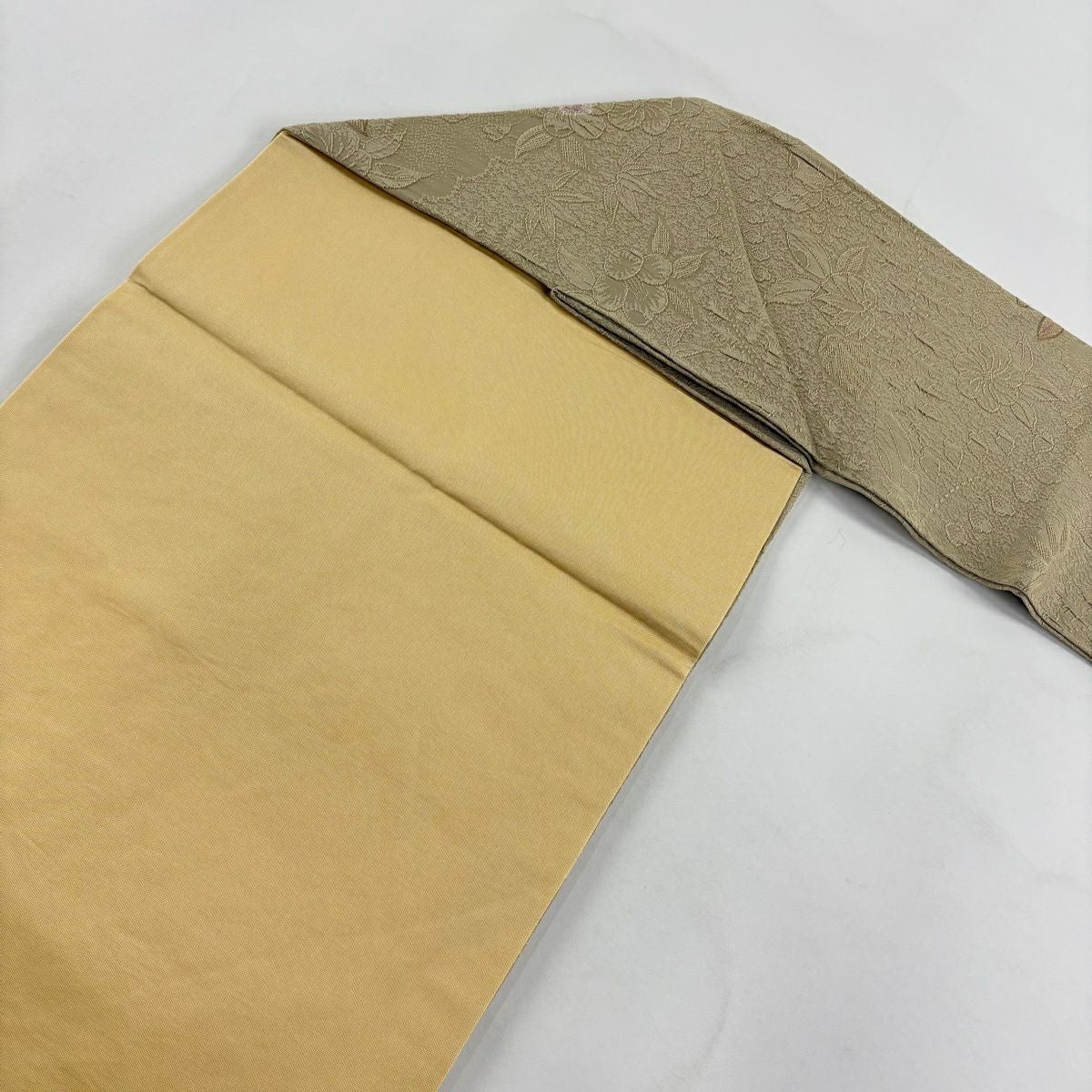 名古屋帶 秀品級 草花紋 金彩裝飾 淺茶 純蠶絲