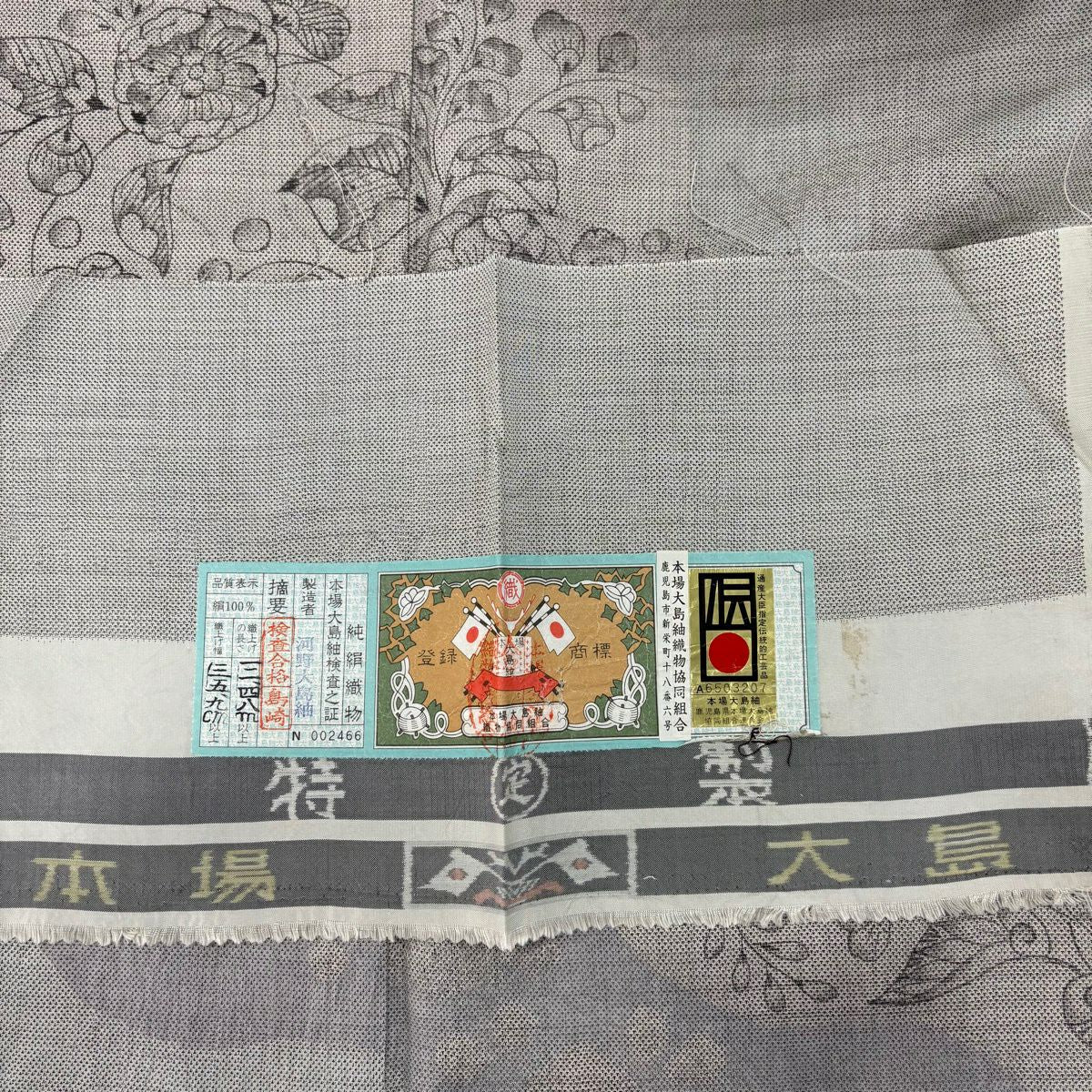 【美品】訪問服 身長159cm 袖長65.5cm M 雙層 袋帶套裝 大島紬織地 證書齊全 辻花染圖案 道長取 絞染 灰色 純蠶絲 優品級