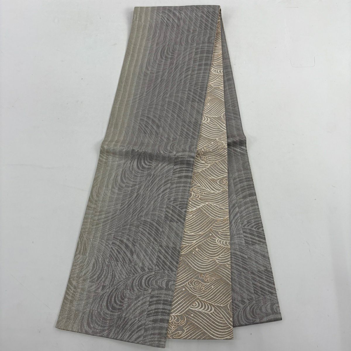 【美品】訪問服 身長159cm 袖長65.5cm M 雙層 袋帶套裝 大島紬織地 證書齊全 辻花染圖案 道長取 絞染 灰色 純蠶絲 優品級