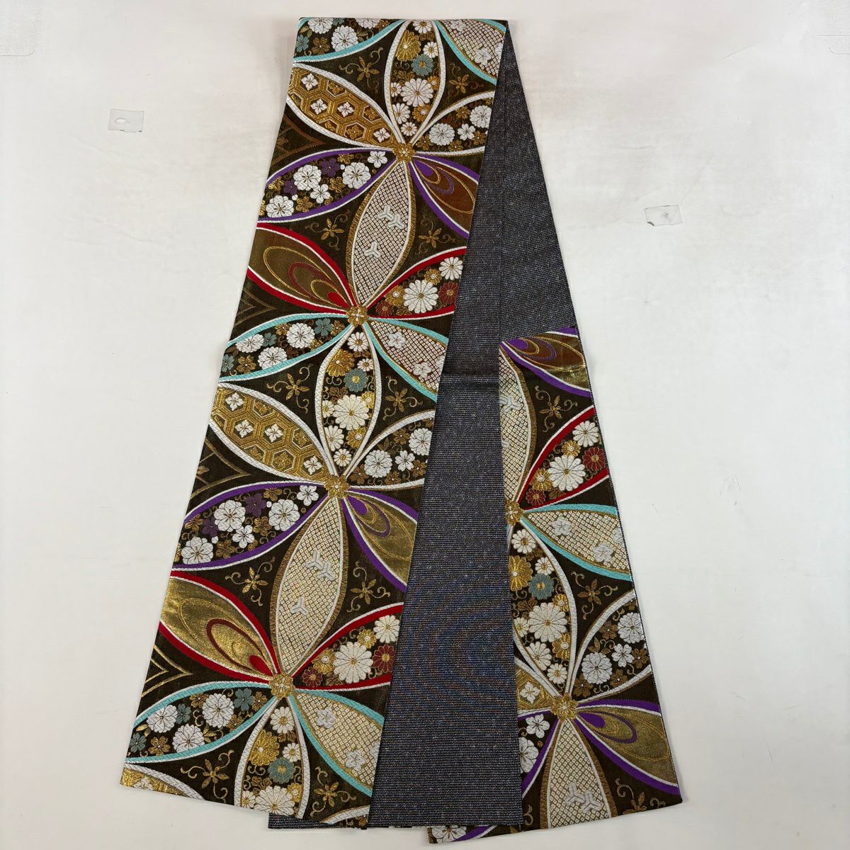 振袖禮服 身長161.5cm 袖長67.5cm L 雙層 袋帶全套 組紐 金金箔散佈 刺繡 金通 紅 純蠶絲 優品級