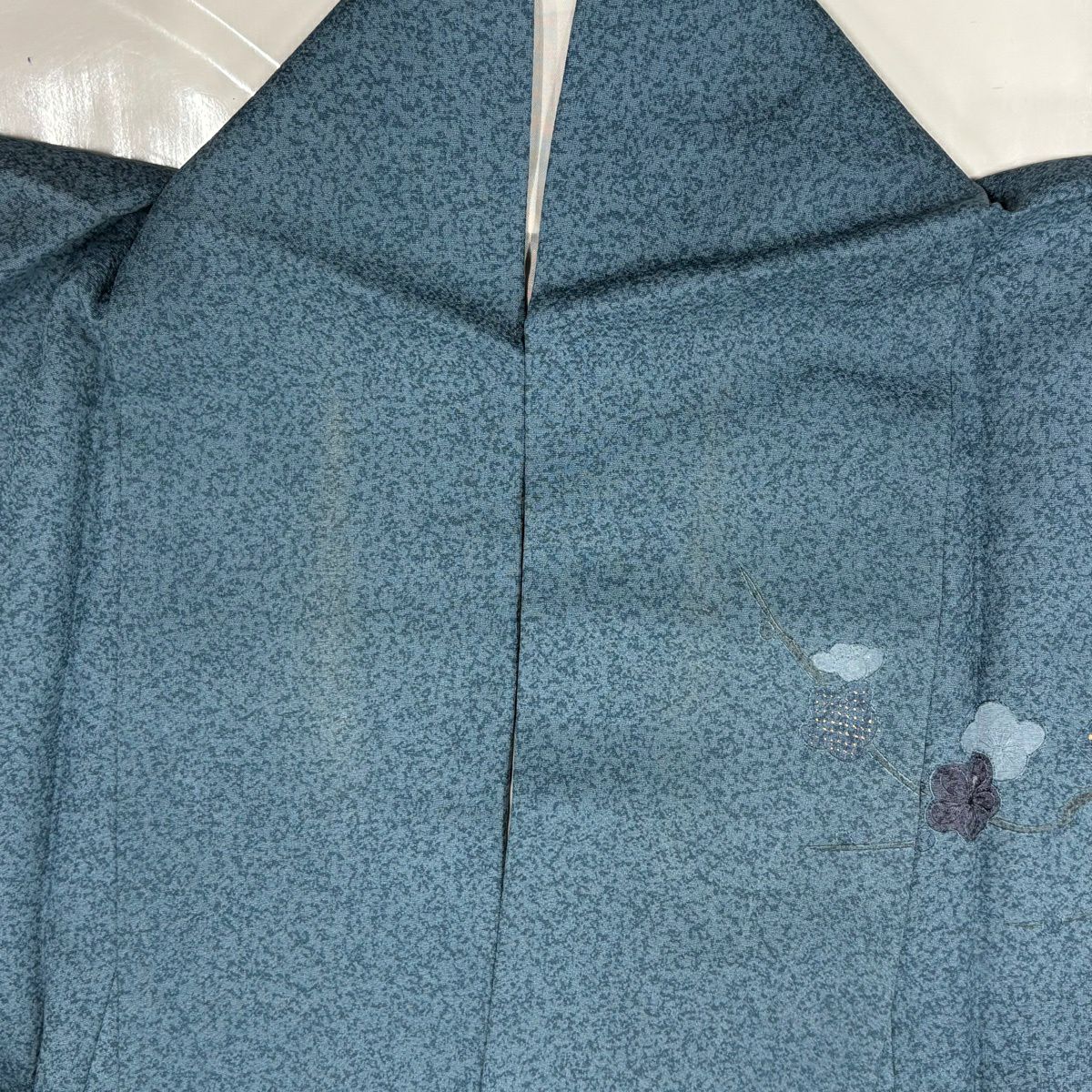 訪問服 身長150cm 袖長62.5cm S 雙層 大和 松樹竹子梅花 菊花 金糸刺繡 青灰 純蠶絲 秀品級