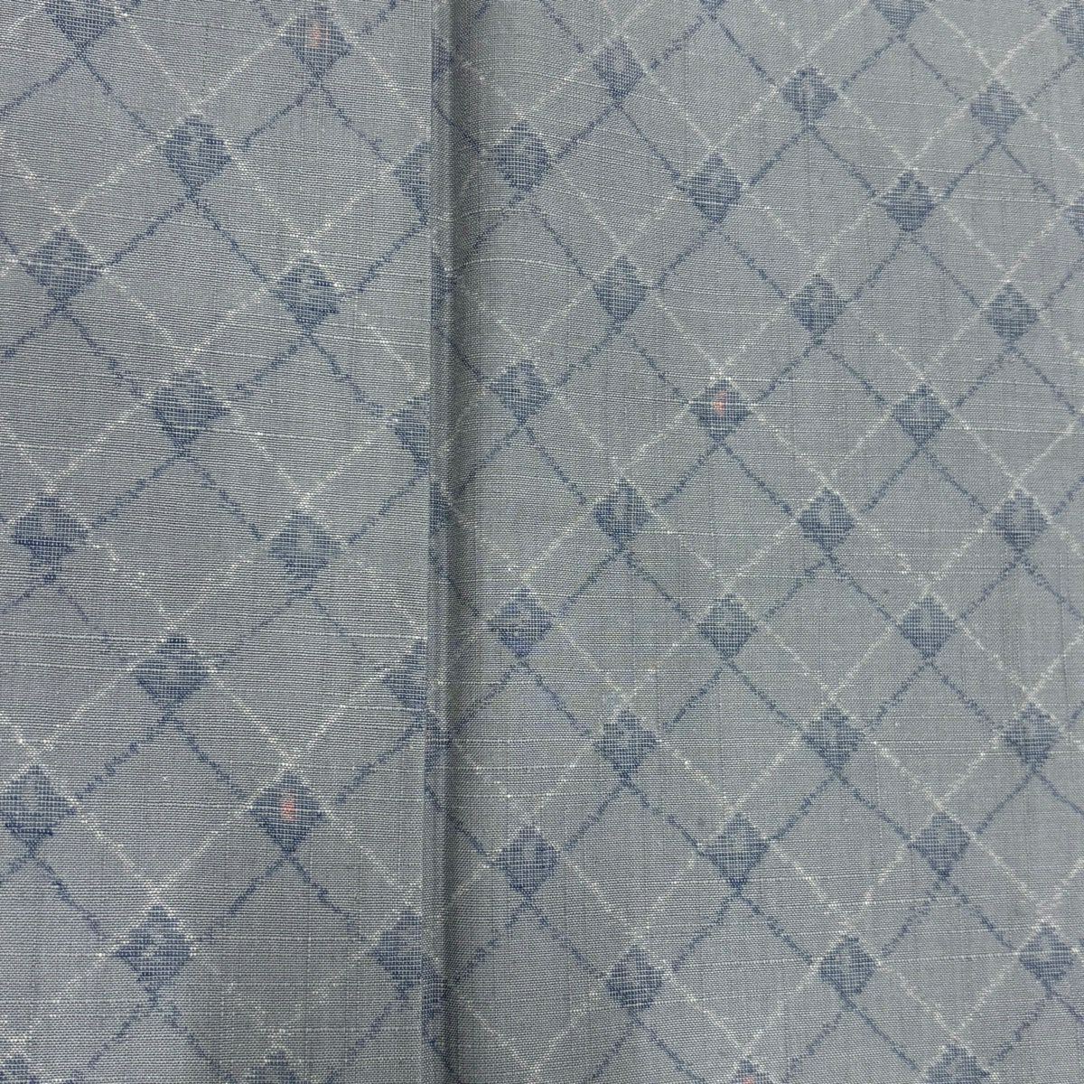 【美品】 紬織 身長150.5cm 袖長62.5cm S 雙層 斜格紋 青灰 純蠶絲 秀品級
