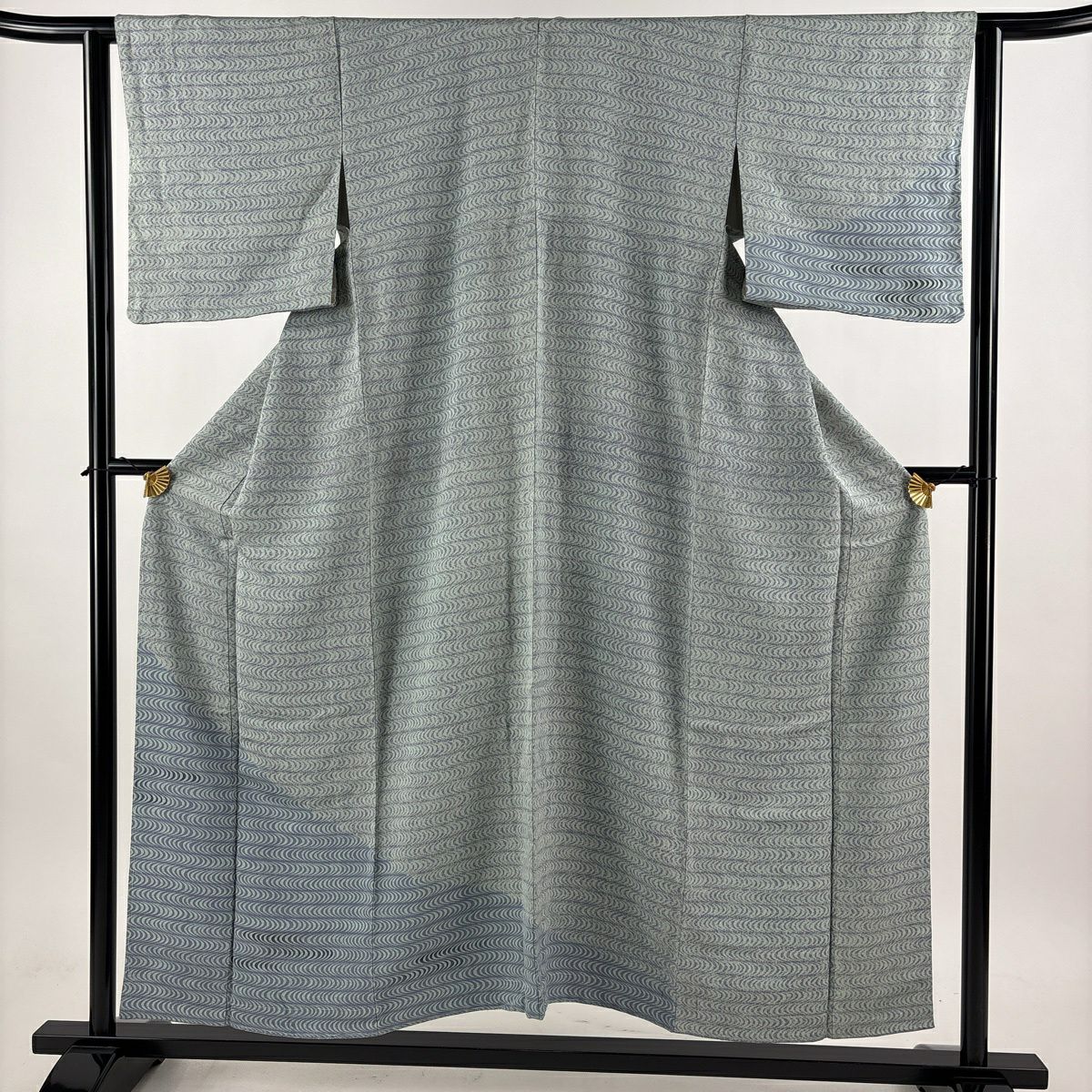 【美品】 付下 身長153cm 袖長63cm S 雙層 幾何學圖案 染分 薄綠 純蠶絲 秀品級