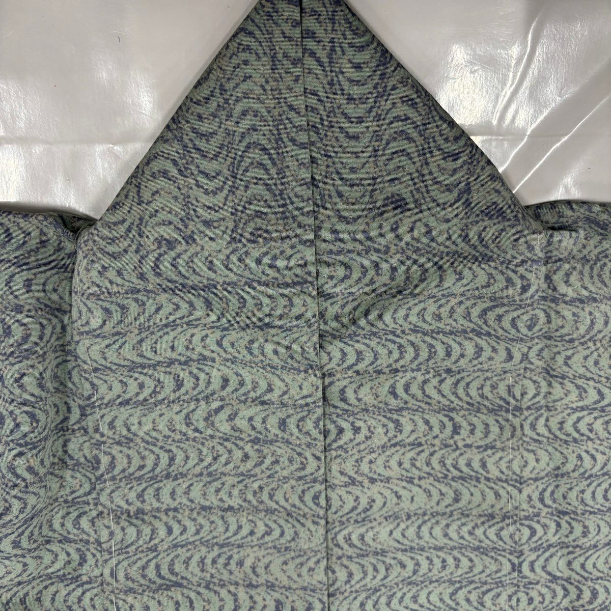 【美品】 付下 身長153cm 袖長63cm S 雙層 幾何學圖案 染分 薄綠 純蠶絲 秀品級