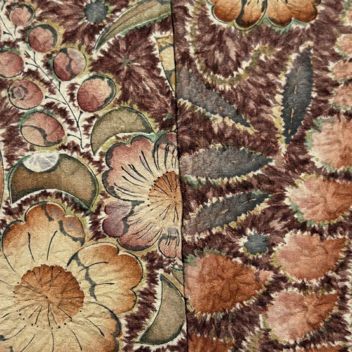 【美品】訪問服 身長154.5cm 袖長63.5cm S 雙層 辻花染 幾何圖案 染分 漸層 茶 純蠶絲 優品級