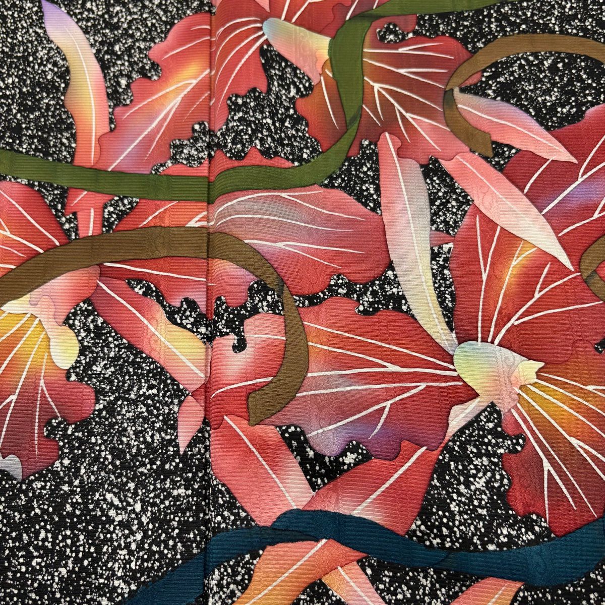 【美品】訪問服 身長159.5cm 袖長64cm M 雙層 蘭 花邊 漸層 黑灰 純蠶絲 優品級