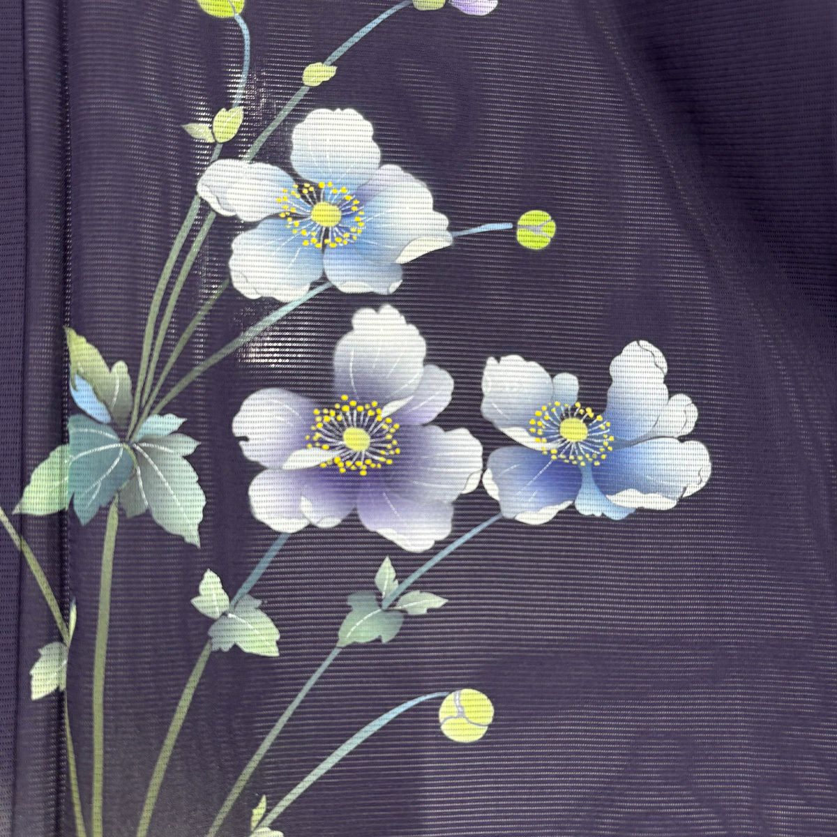【美品】 付下 身長159cm 袖長66cm M 薄物 絽 草花紋紋 輪廓 金彩裝飾 深紫 純蠶絲 秀品級