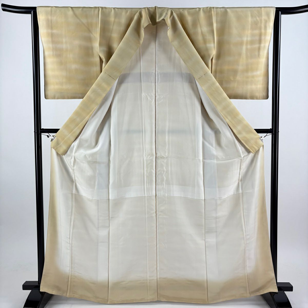 【美品】 小紋 身長166cm 袖長64cm M 雙層 本鄉大田子 有落款 漸變圖案 米色 純蠶絲 優品級