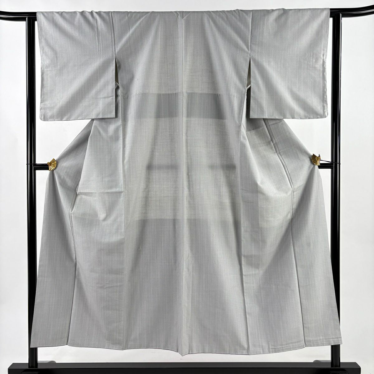 【美品】 紬織 身長150cm 袖長62cm S 雙層 縞 灰 純蠶絲 秀品級