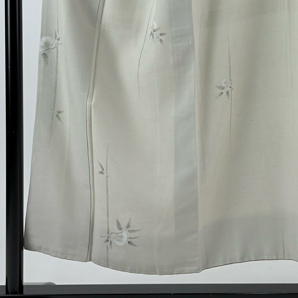 付下 身長150.5cm 袖長62cm S 雙層 紬織織 胴抜 草花紋紋 灰綠 純蠶絲 秀品級