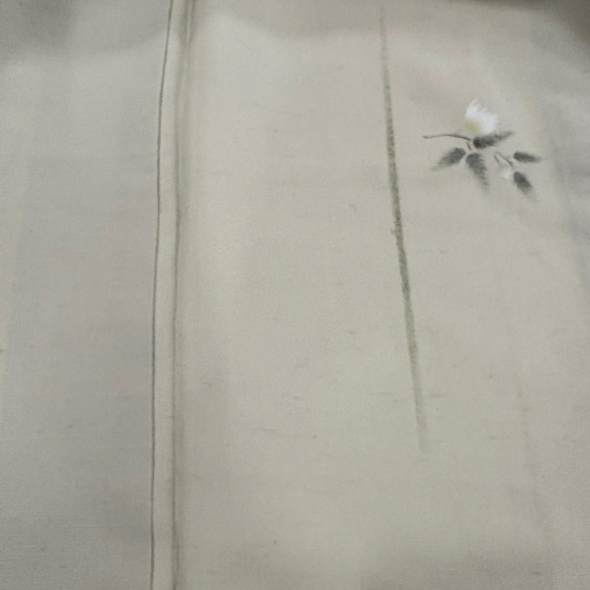 付下 身長150.5cm 袖長62cm S 雙層 紬織織 胴抜 草花紋紋 灰綠 純蠶絲 秀品級