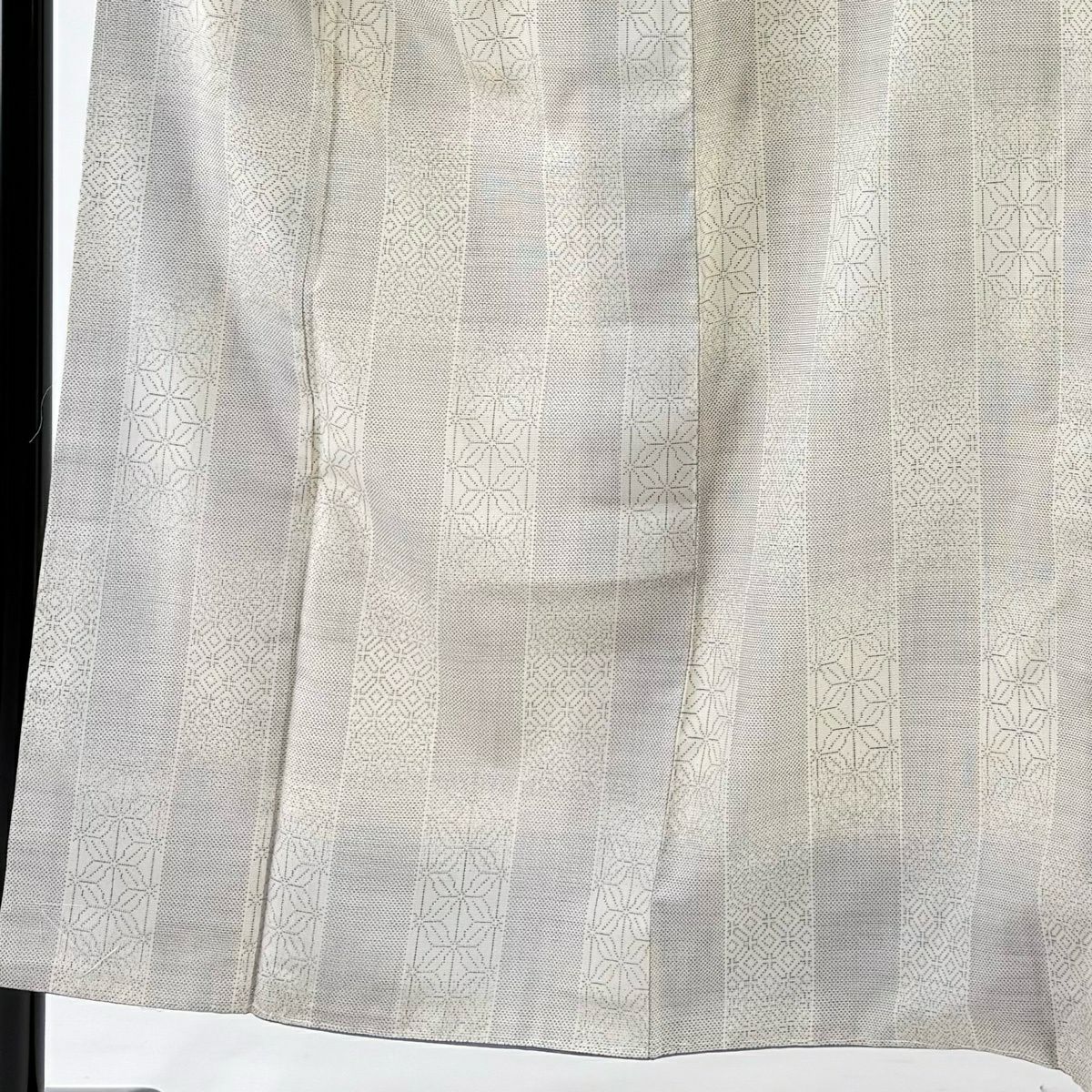 【美品】 紬織 身長151.5cm 袖長62cm S 雙層 麻葉 龜甲 米色 純蠶絲 優品級