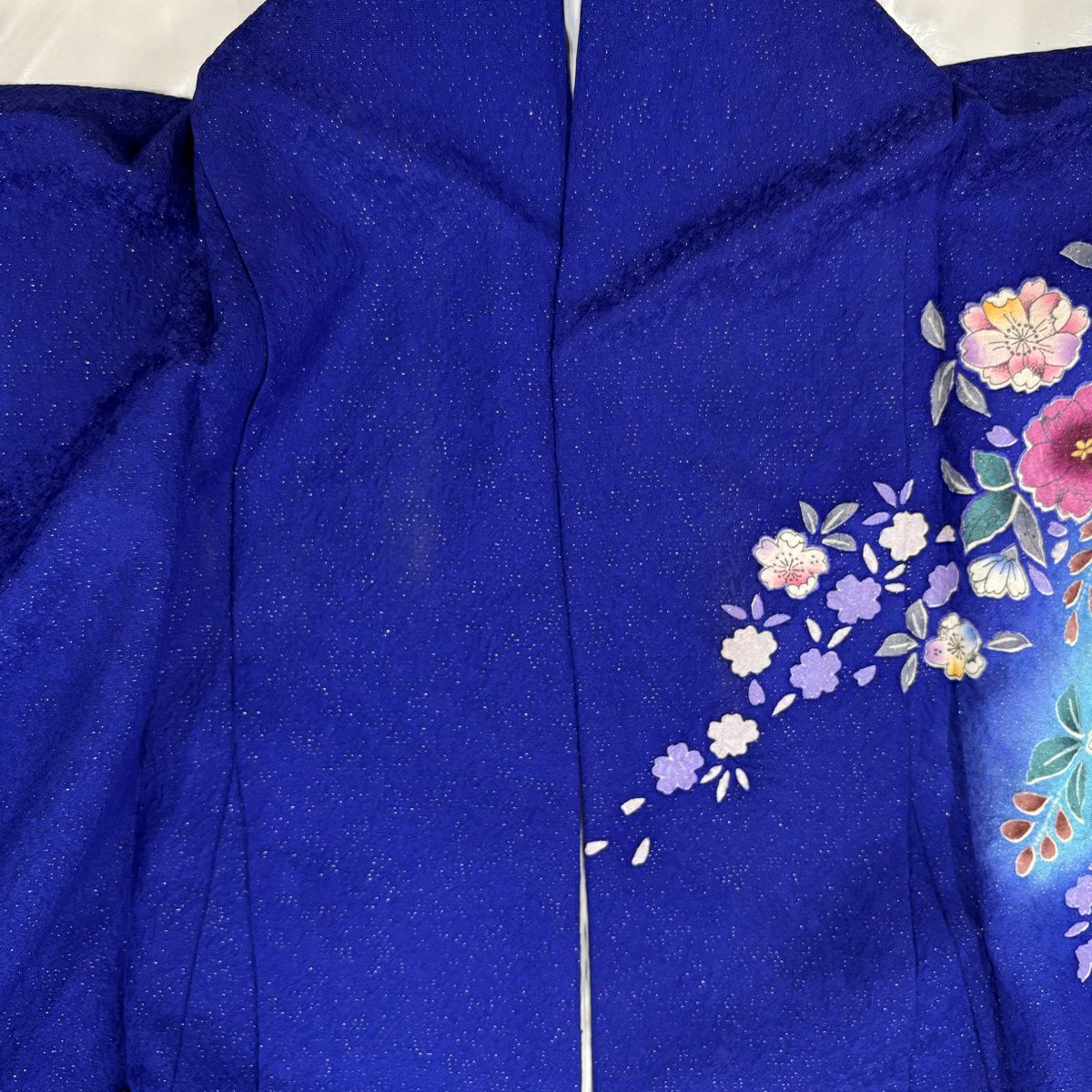 振袖禮服 身長166cm 袖長69cm L 雙層 辻花染 雲文 金銀彩 青紫 純蠶絲 秀品級