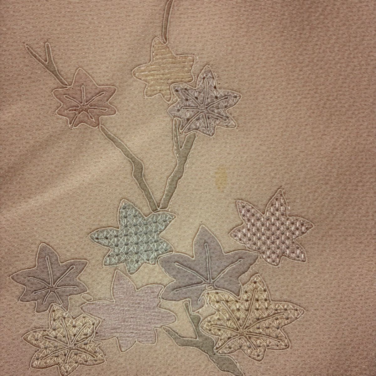 付下 身長164.5cm 袖長65.5cm M 雙層 扇子子 姫刺繡 漸層 粉紅 純蠶絲 優品級