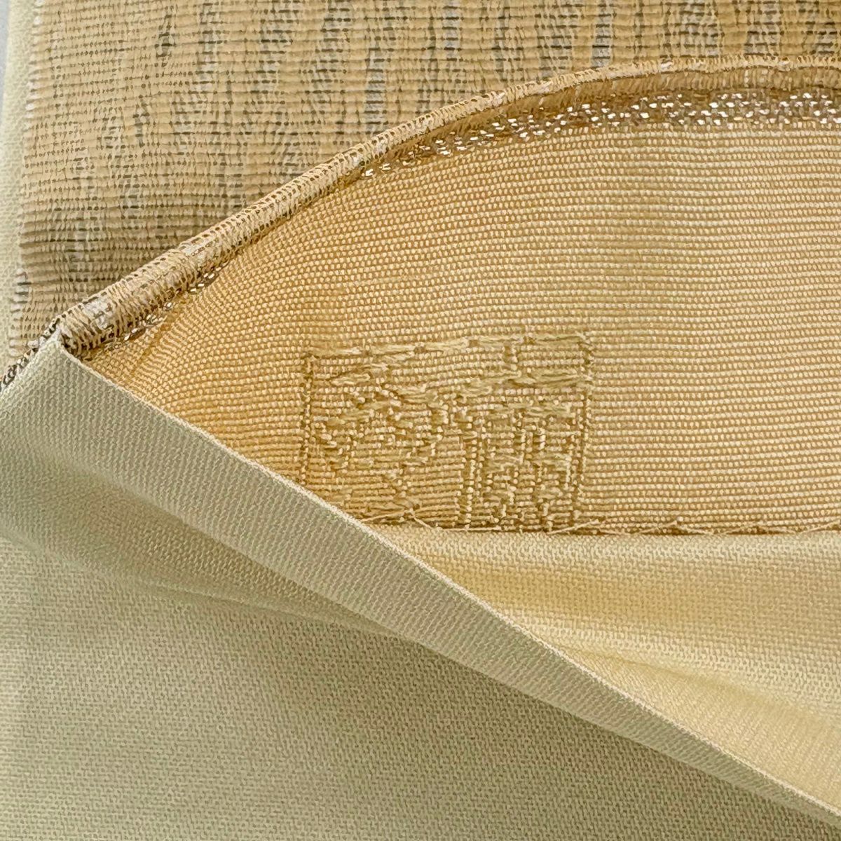 【美品】 袋帶 秀品級 斜條紋 圓文 金金箔 金絲 淺茶 六通 純蠶絲