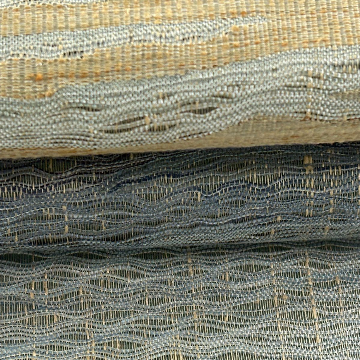 【美品】 袋帶 秀品級 霞 灰綠 お太鼓圖案 純蠶絲