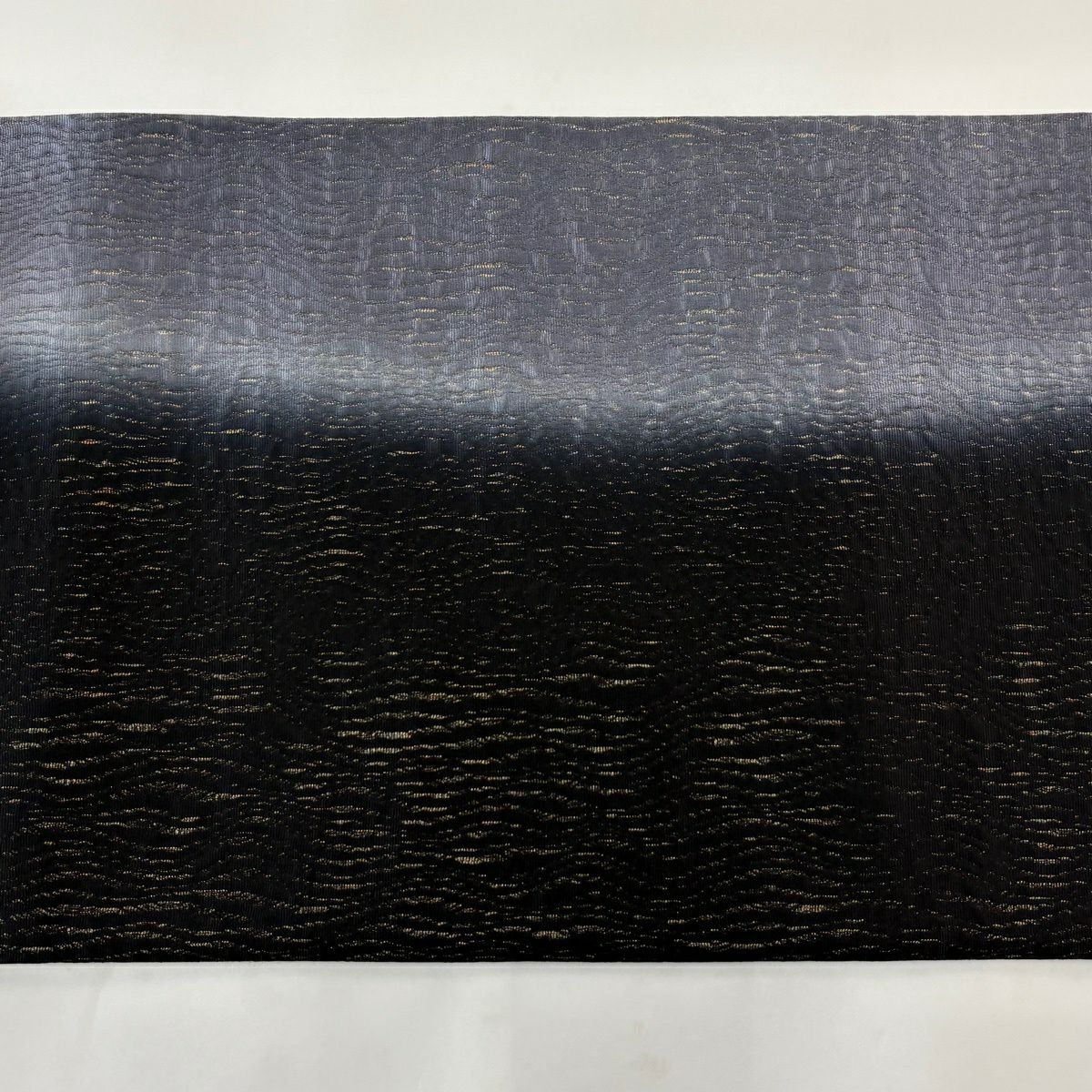 【美品】 袋帶 秀品級 幾何圖案 金線 金金箔 黑色 全通 純蠶絲