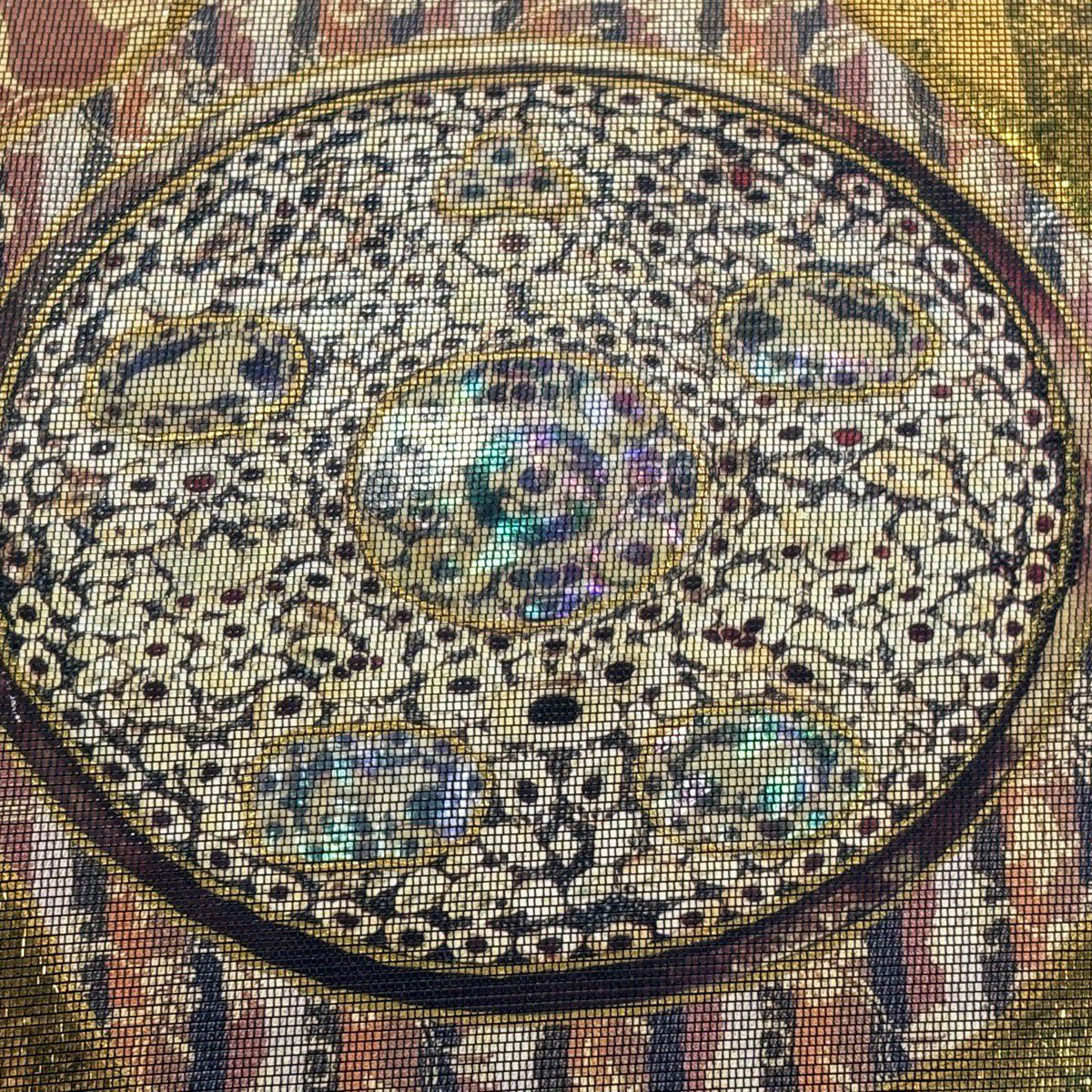袋帶 秀品級 鏡裏文 花喰鳥 金金箔 螺鈿 金茶 大鼓圖案 純蠶絲