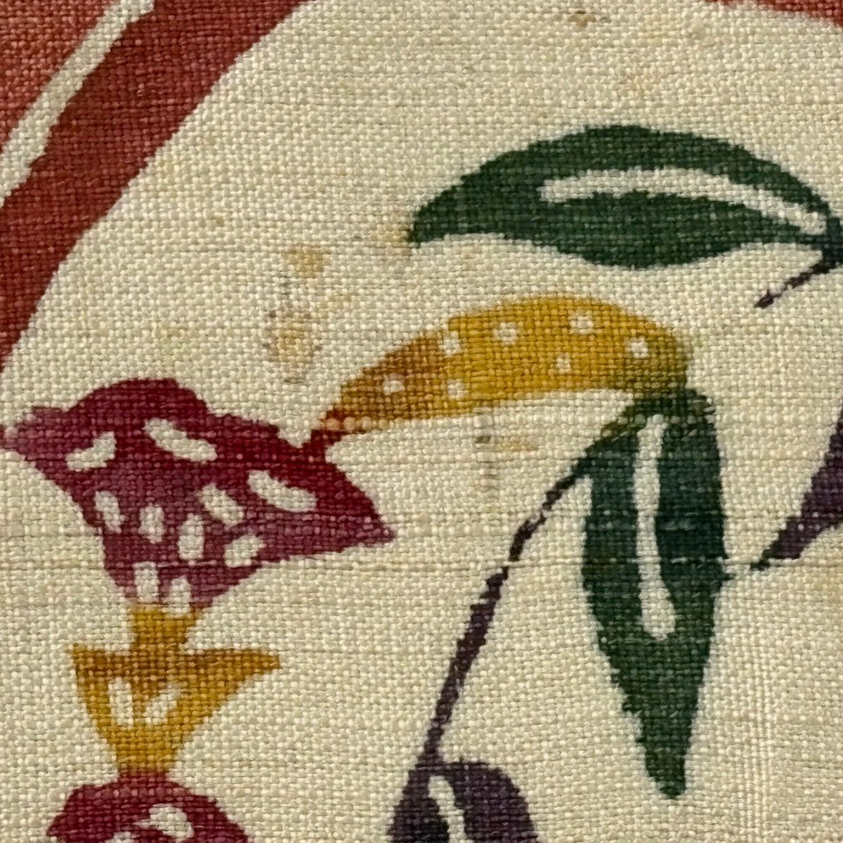 名古屋帶 秀品級 附落款 紬織織 文字文 花鳥 朱 純蠶絲
