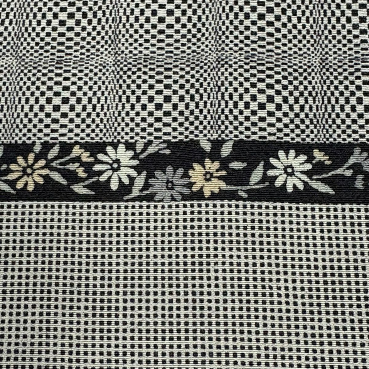 小紋 身長150cm 袖長63cm S 雙層 縞 草花紋 灰 純蠶絲 名品級