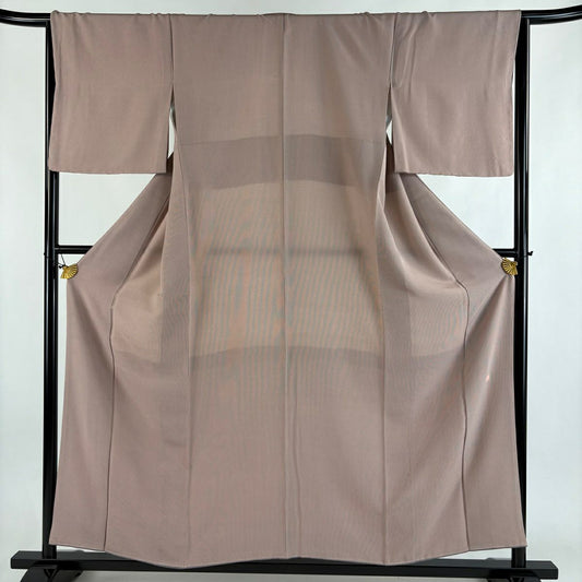 【美品】 江戶小紋 身長156cm 袖長64.5cm M 雙層 落款あり 極毛萬筋 淺粉色 純蠶絲 名品級