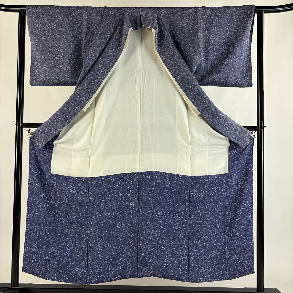 付下 身長154cm 袖長63cm S 雙層 川村久太郎 落款あり 松樹 青紫 純蠶絲 名品級