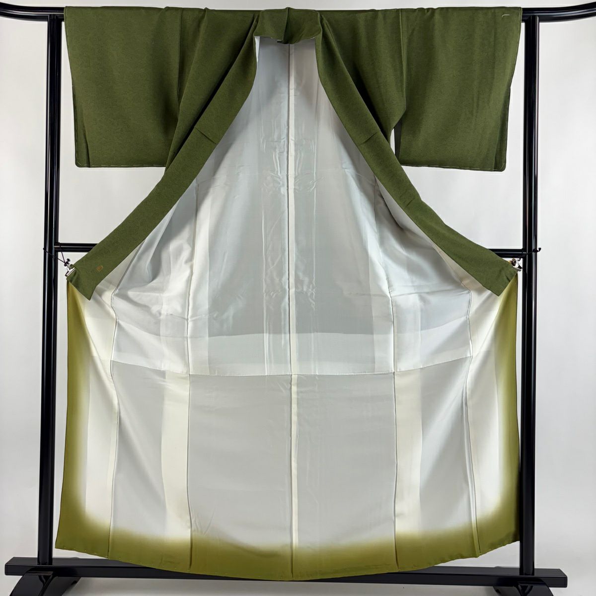 【美品】 江戶小紋 身長159.5cm 袖長61cm S 雙層 落款あり 仙鶴 蓑龜 蓬色 純蠶絲 名品級