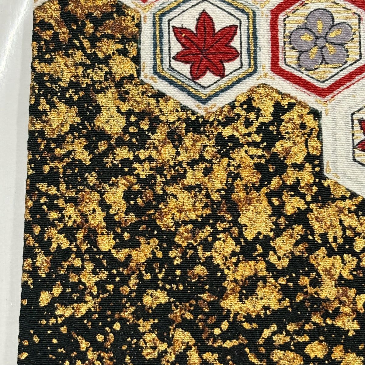 振袖禮服 身長167cm 袖長67cm M 雙層 草花紋紋 源氏車刺繡 金銀彩 黃土 純蠶絲 名品級