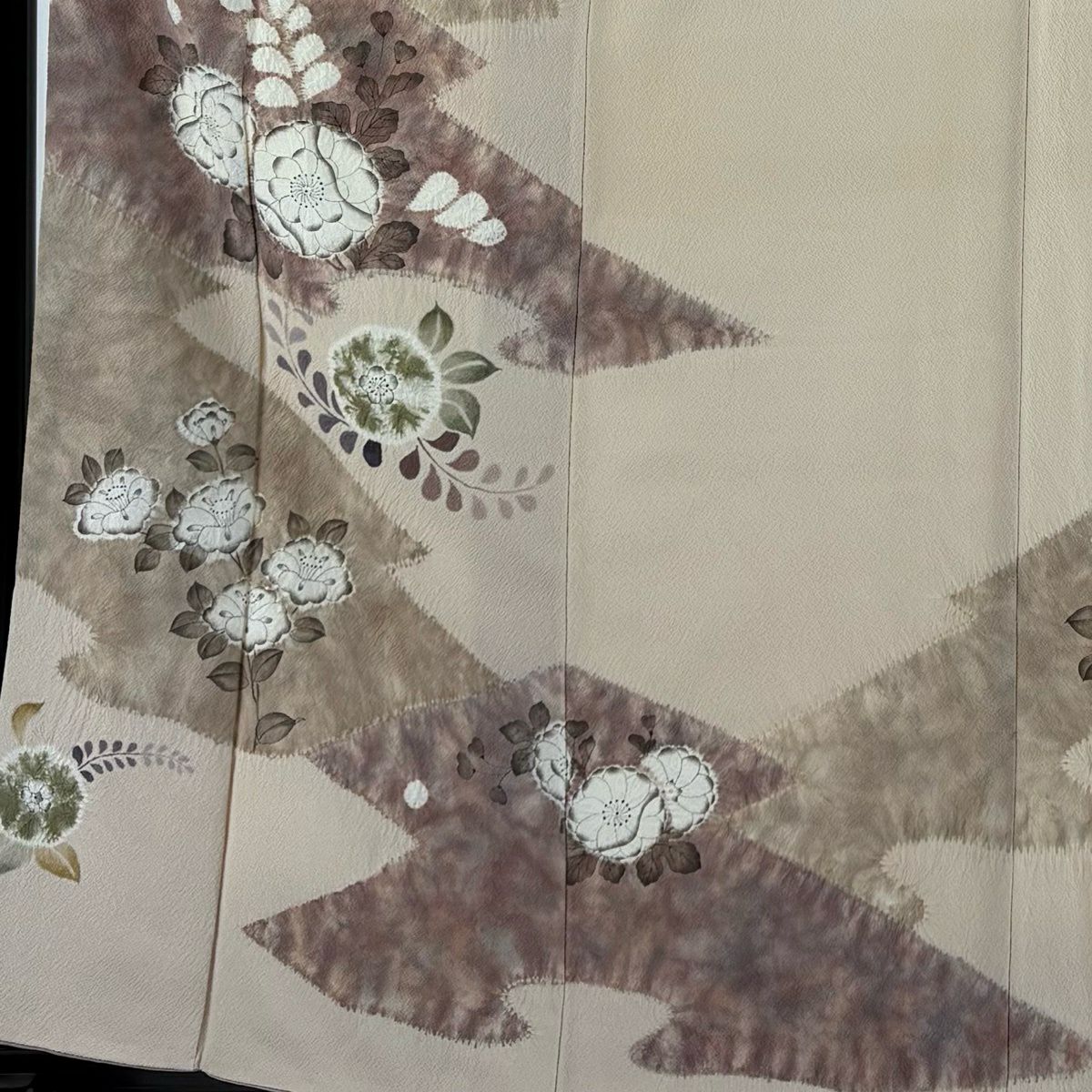 【美品】訪問服 身長162cm 袖長63.5cm S 雙層 滝泰 落款あり 草花紋紋 霞 絞染 淺粉色 純蠶絲 名品級