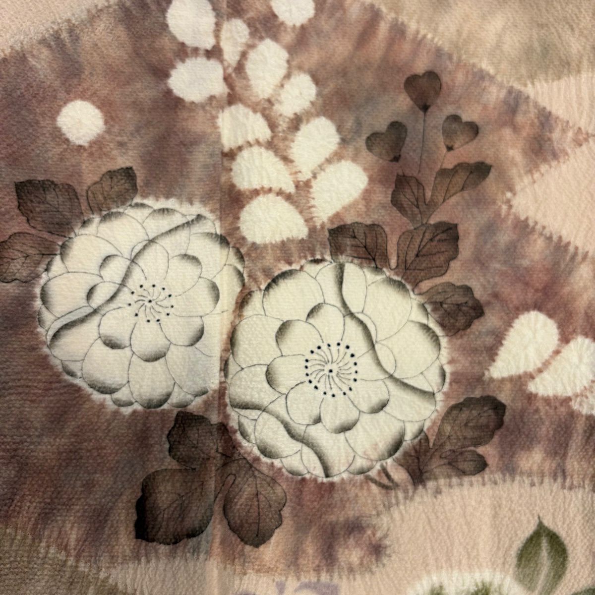 【美品】訪問服 身長162cm 袖長63.5cm S 雙層 滝泰 落款あり 草花紋紋 霞 絞染 淺粉色 純蠶絲 名品級