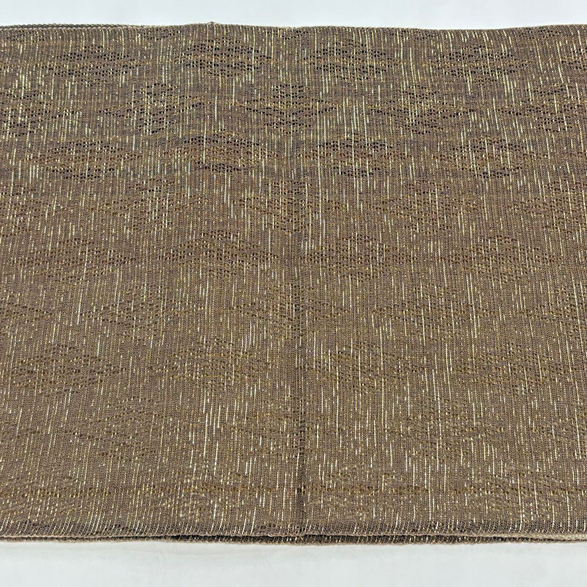 【美品】 袋帶 名品級 條紋 幾何學 金絲 粉米色 大鼓圖案 純蠶絲