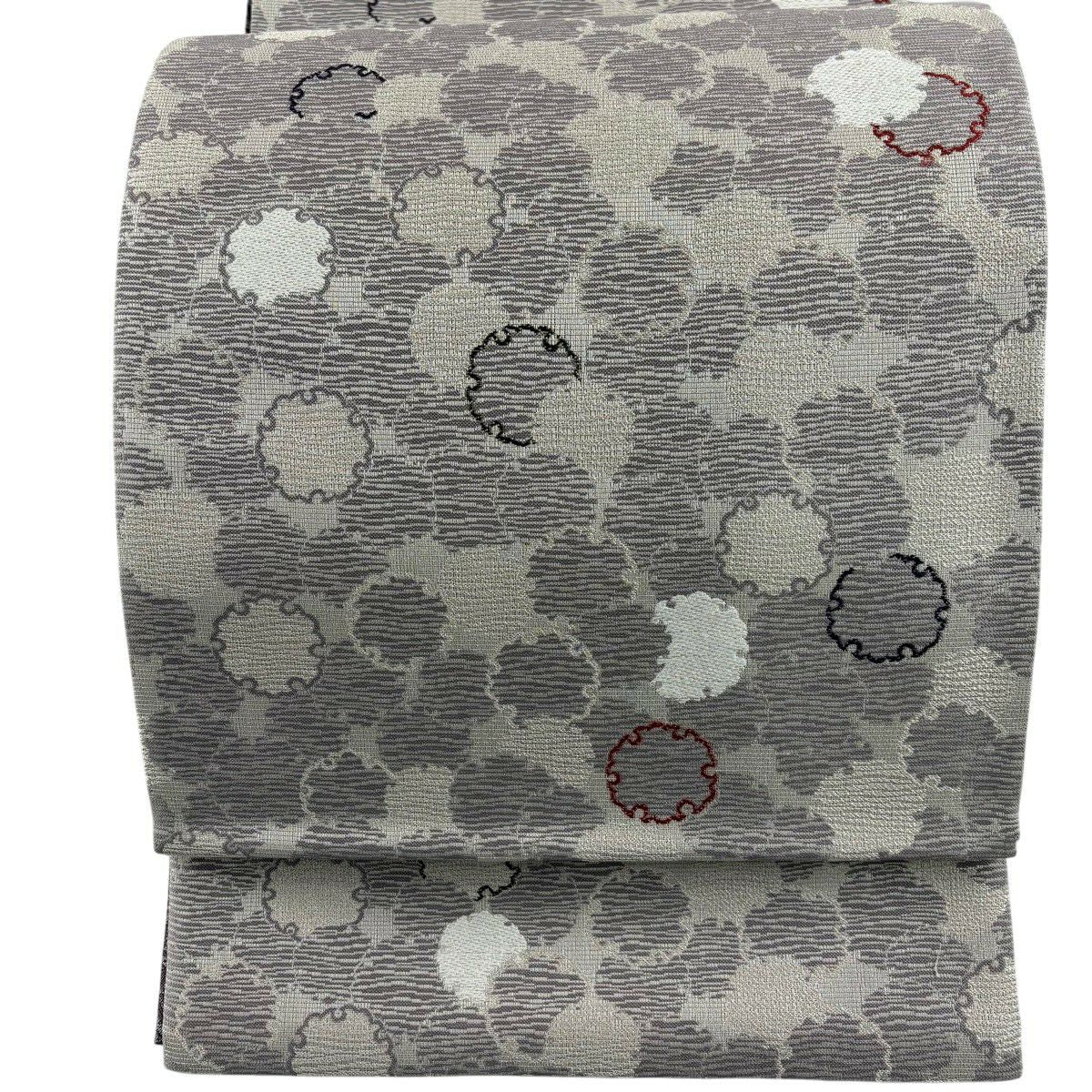 【美品】 袋帶 名品級 證書齊全 雪輪 銀線 灰紫 六通 純蠶絲