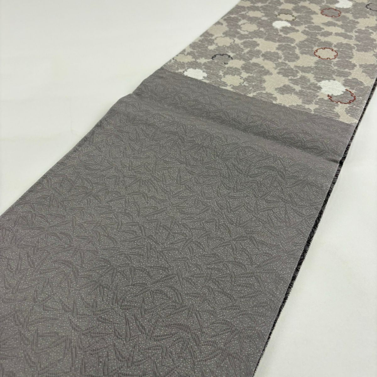 【美品】 袋帶 名品級 證書齊全 雪輪 銀線 灰紫 六通 純蠶絲