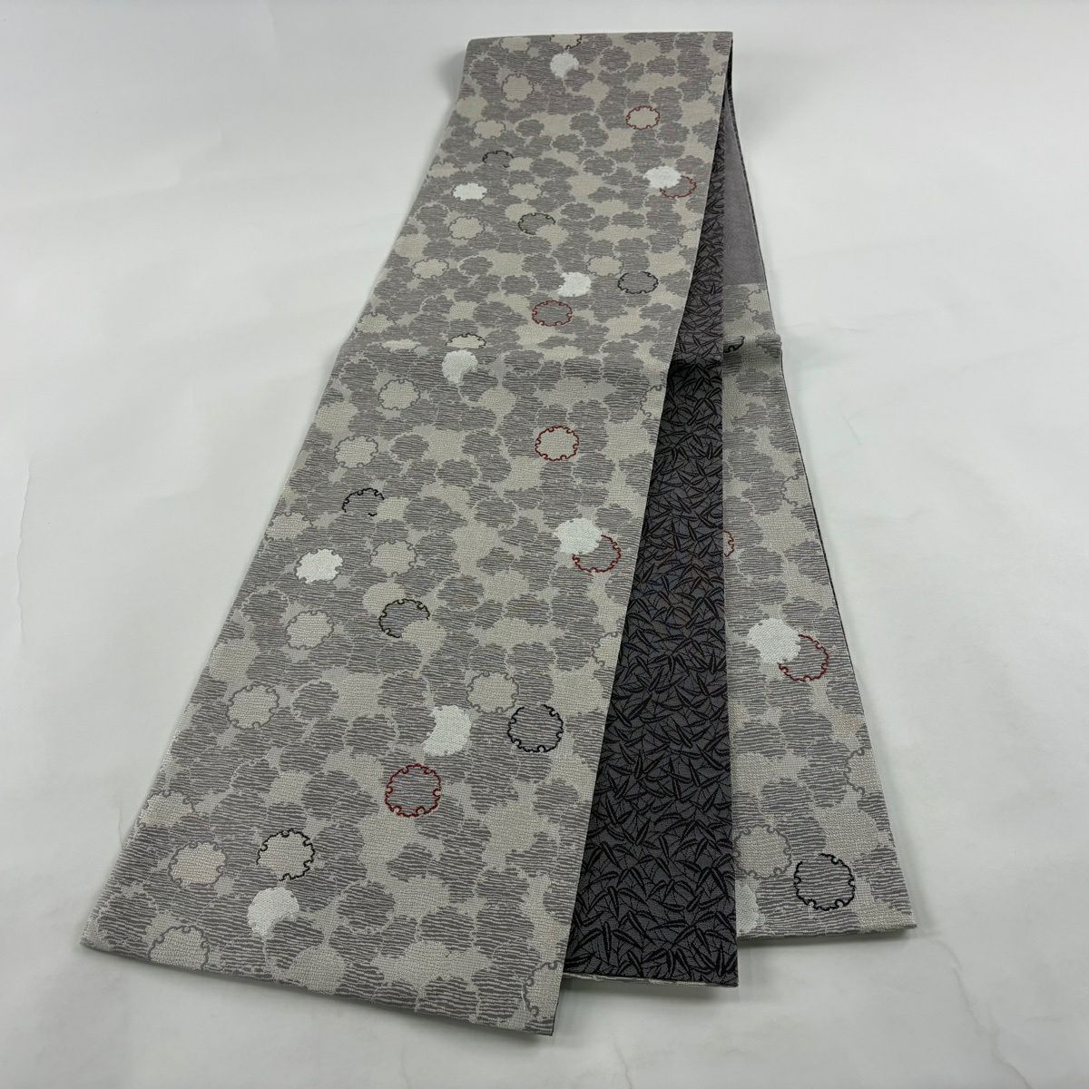 【美品】 袋帶 名品級 證書齊全 雪輪 銀線 灰紫 六通 純蠶絲