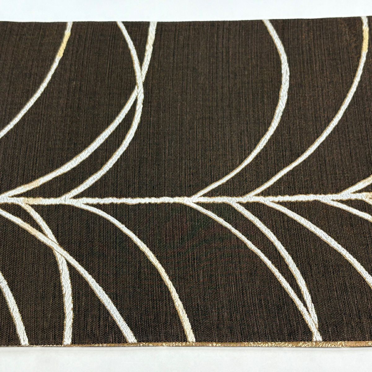 【美品】 袋帶 名品級 證書齊全 大王松樹 金絲 金金箔 茶 全通 純蠶絲