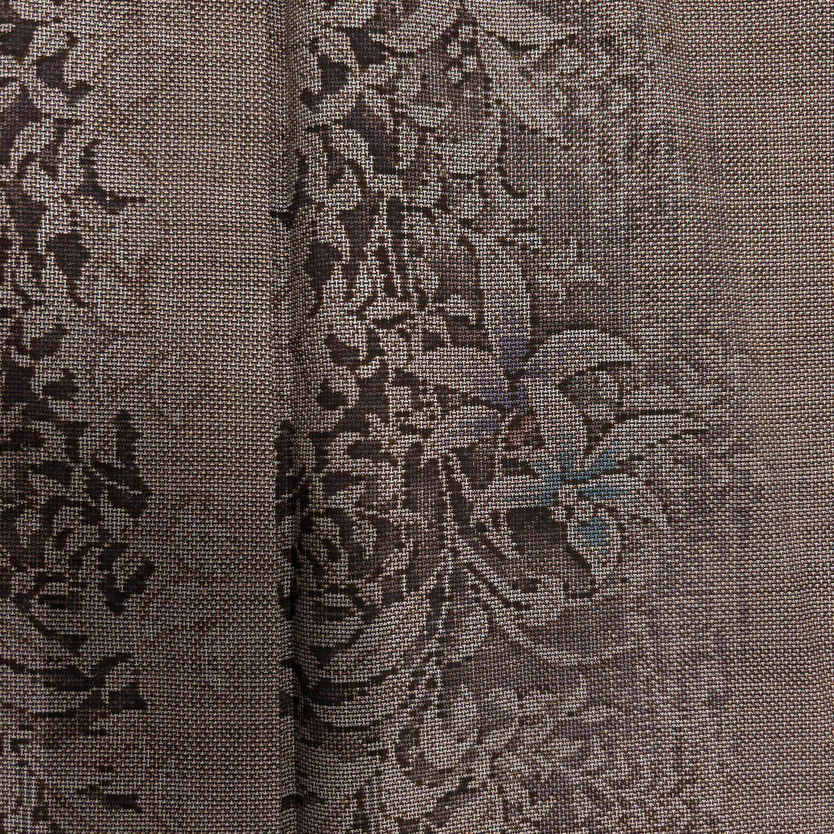 【美品】 大島紬織 身長157cm 袖長62cm S 雙層 純泥染 證書附帶 草花紋紋 焦茶 純蠶絲 名品級