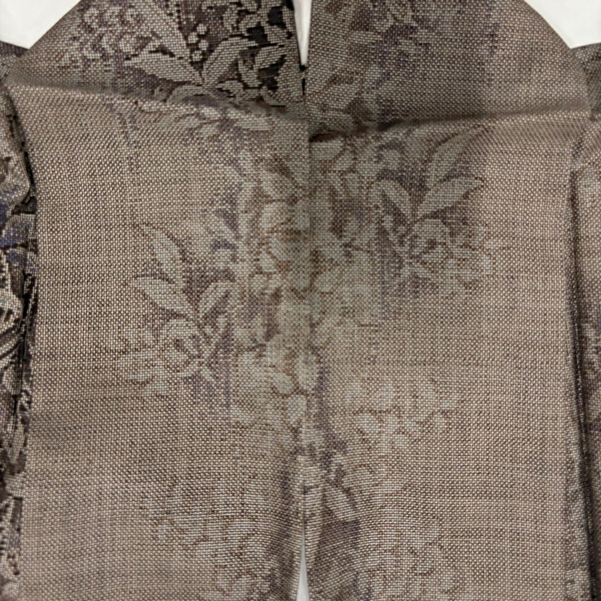 【美品】 大島紬織 身長157cm 袖長62cm S 雙層 純泥染 證書附帶 草花紋紋 焦茶 純蠶絲 名品級
