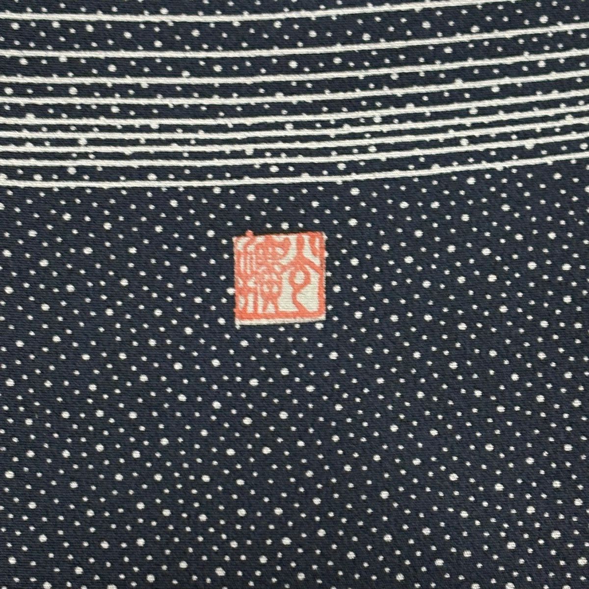 【美品】 付下 身長154cm 袖長62.5cm S 雙層 落款あり 小槌 七寶 濃藍 純蠶絲 名品級