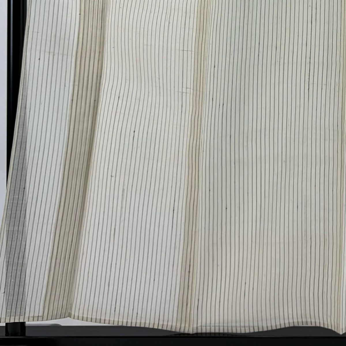 紬織 身長155.5cm 袖長63.5cm S 薄物 紅城芭蕉 證書齊全 縱條紋 米色 純蠶絲 名品級