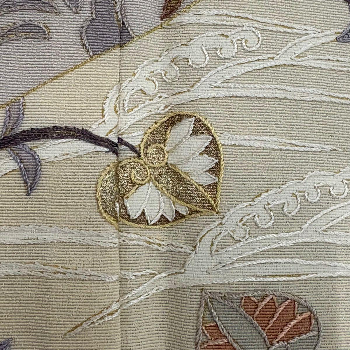 訪問服 身長152cm 袖長63.5cm S 雙層 花唐草紋 入子菱 金銀彩 蘇州刺繡 淺綠 純蠶絲 名品級