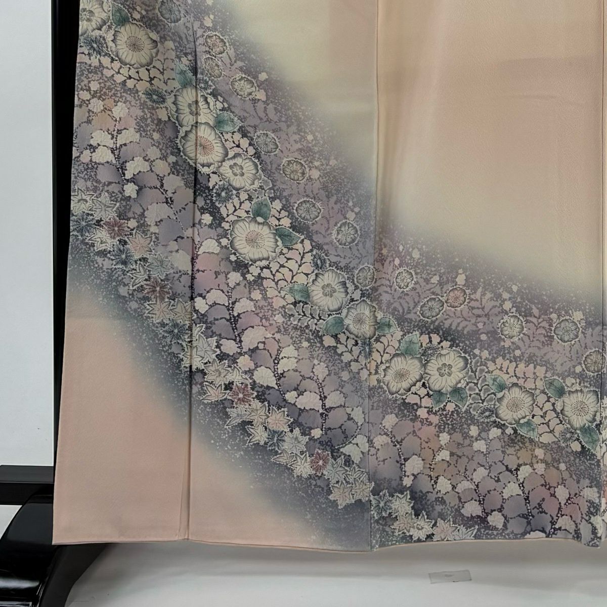 訪問服 身長164cm 袖長65.5cm M 雙層 翠山工房 落款あり 辻花染 漸層 染分 薄粉紅 純蠶絲 名品級