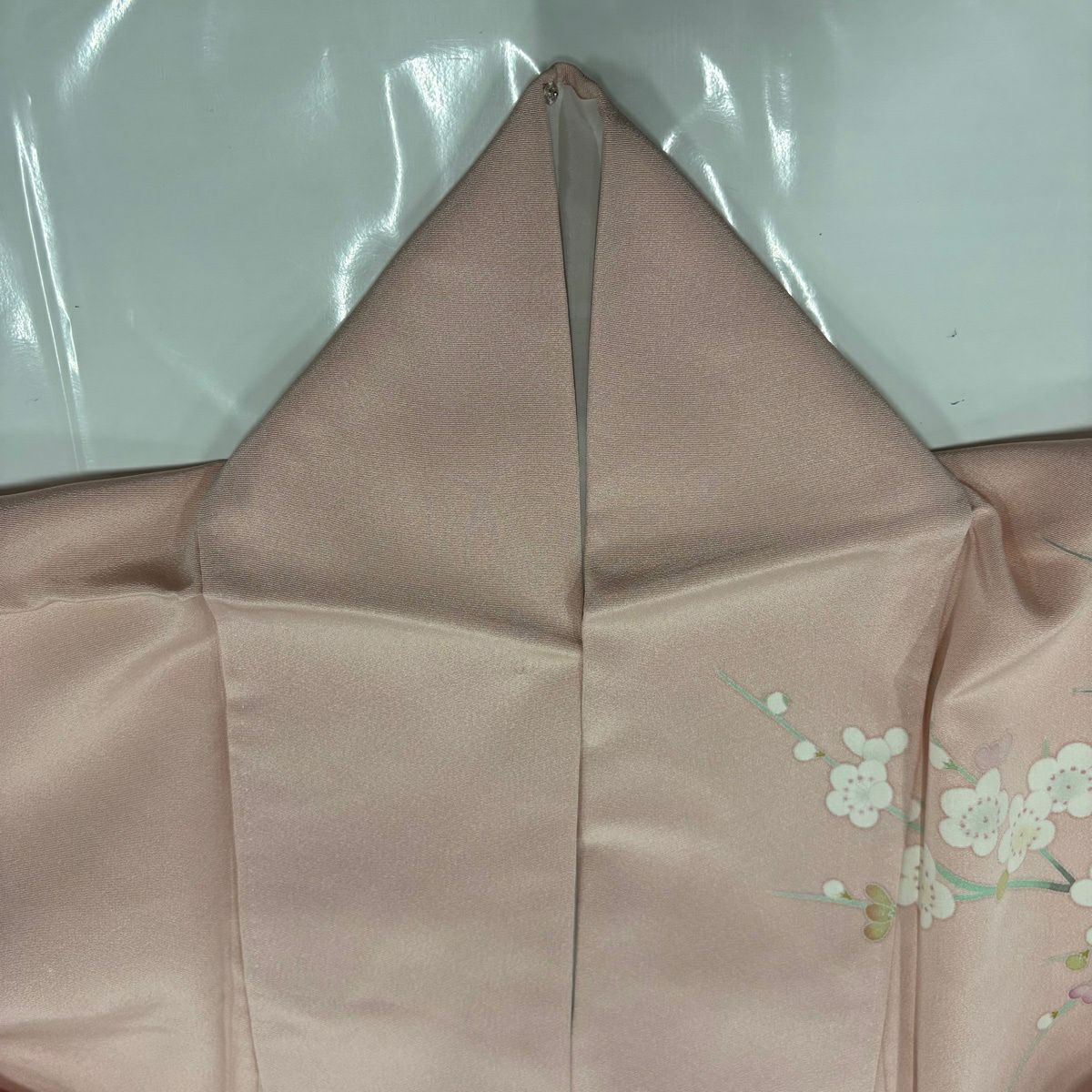 訪問服 身長165cm 袖長63.5cm S 雙層 落款有 枝梅花 扇子面 染分 渲染 淡粉色 純蠶絲 名品級