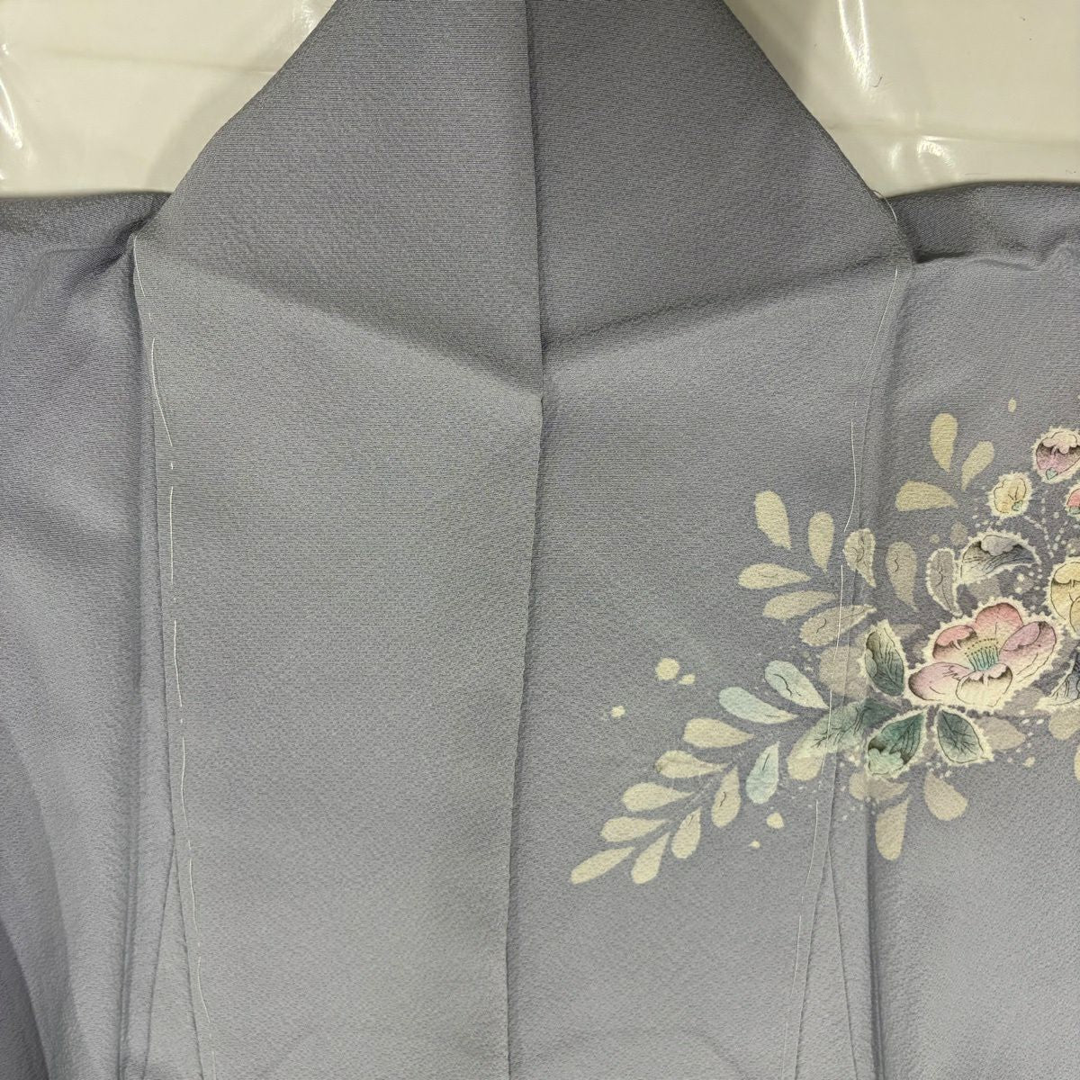訪問服 身長165.5cm 袖長67cm M 雙層 辻花染 染分漸變 青灰 純蠶絲 名品級