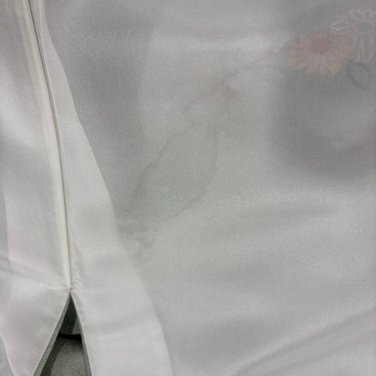 訪問服 身長157.5cm 袖長64.5cm M 雙層 枝花 花熨斗紋 刺繡 漸層 薄綠 純蠶絲 名品級