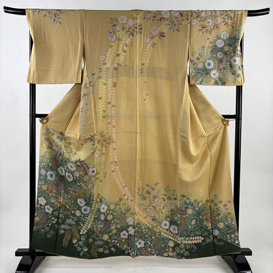 訪問服 身長160.5cm 袖長69cm L 雙層 辻花染 金銀彩 漸層 米色 純蠶絲 名品級